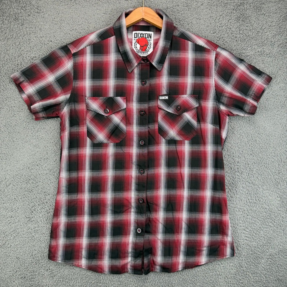 Dixxon Flannel Co The Uppercut Short Sleeve Bamboo Shirt Mens Large Red Black